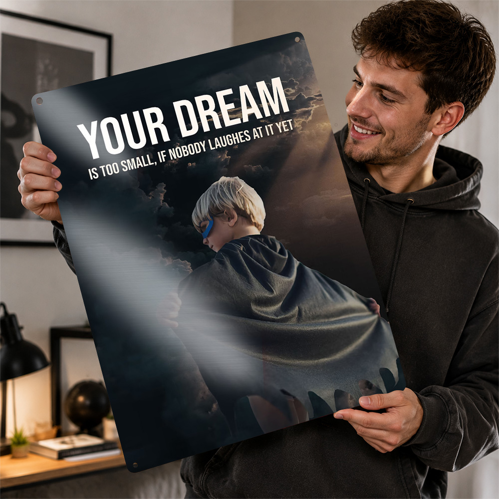 Home Cinema Quotes - Schwertkämpfer mit Traumzitat, Aluminiumposter, Kino-inspirierte Wandkunst