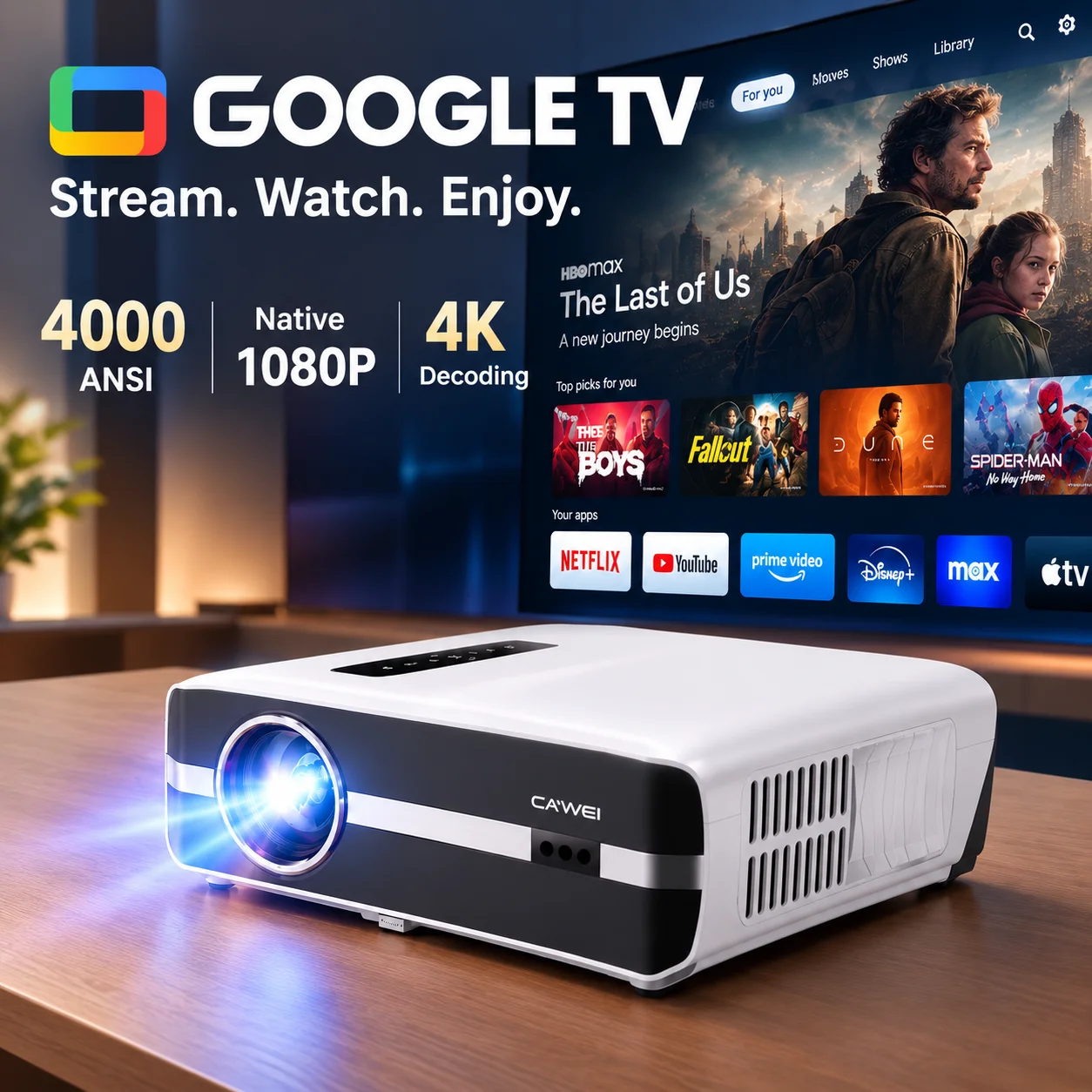 Home Cinema Gaming - Neuer A9S 4K 4000ANSI Projektor Google
