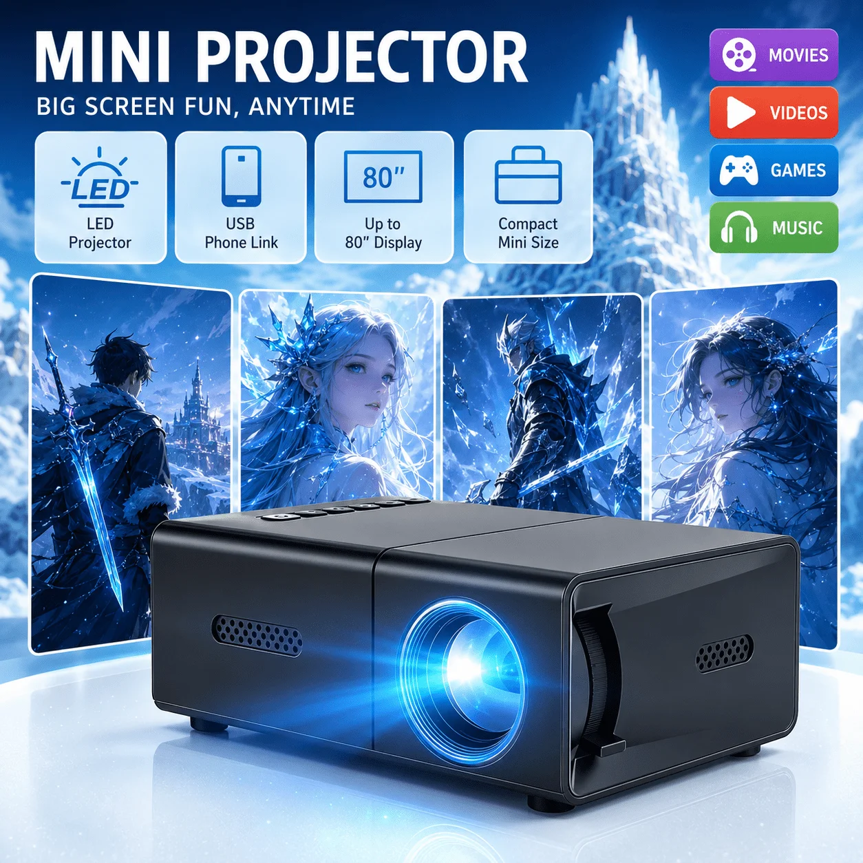 Mini tragbarer Projektor, komp – Home Cinema Gaming Bewertung und Preis